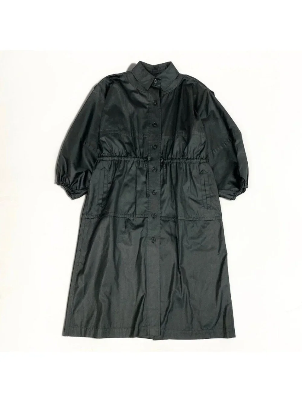 Saint Laurent H6 Long Coat Waist Mark Droast Stand Color Spring Black Female